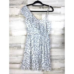 Lilly Pulitzer Women M Blue White Madelina Ruffle Polka Dot Mini Shift Dress NEW